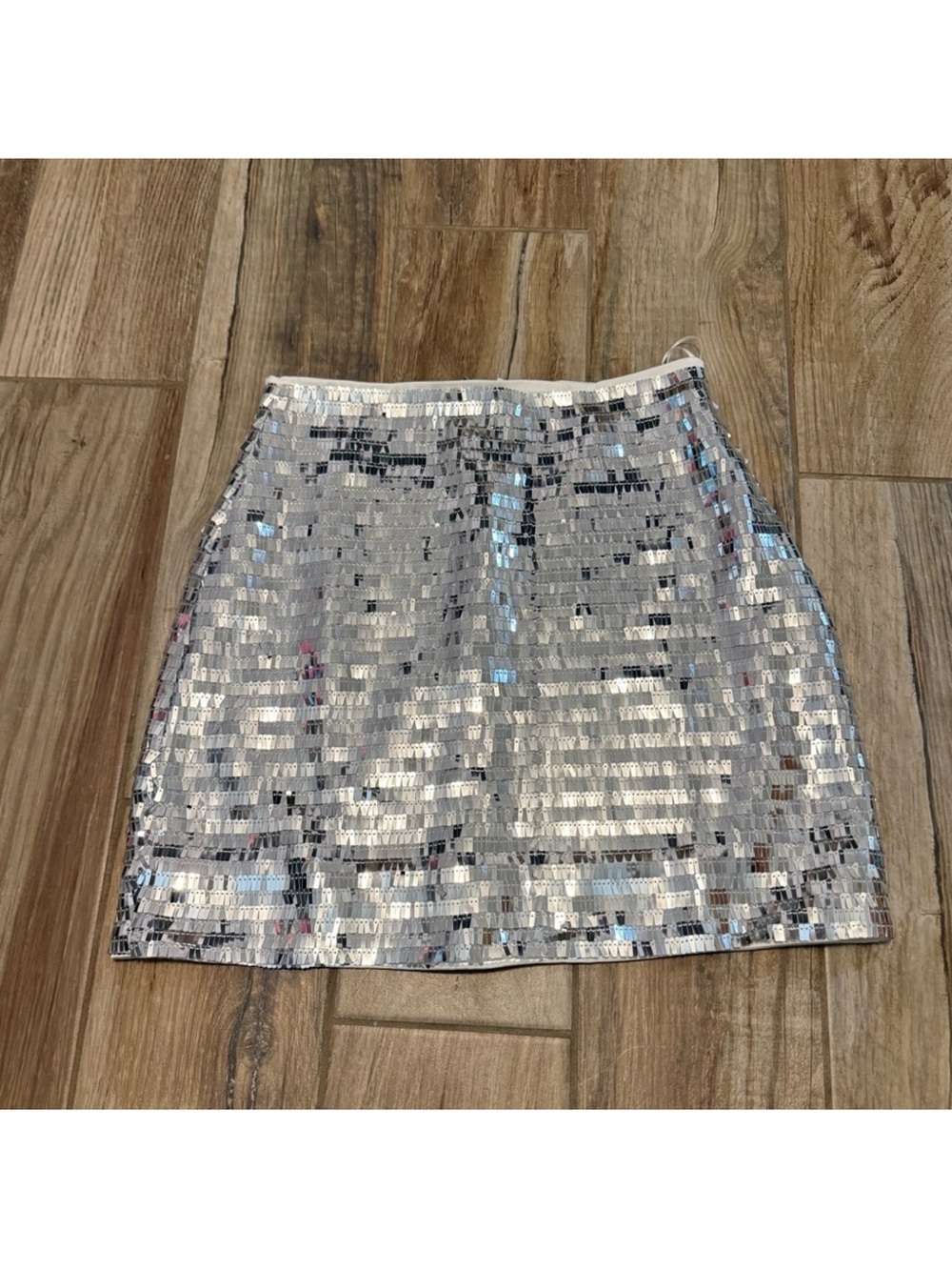 12th Tribe Silver Sequin Mini Skirt